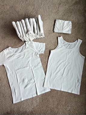 Uniqlo White Tees & Tank Set Girls 9-10